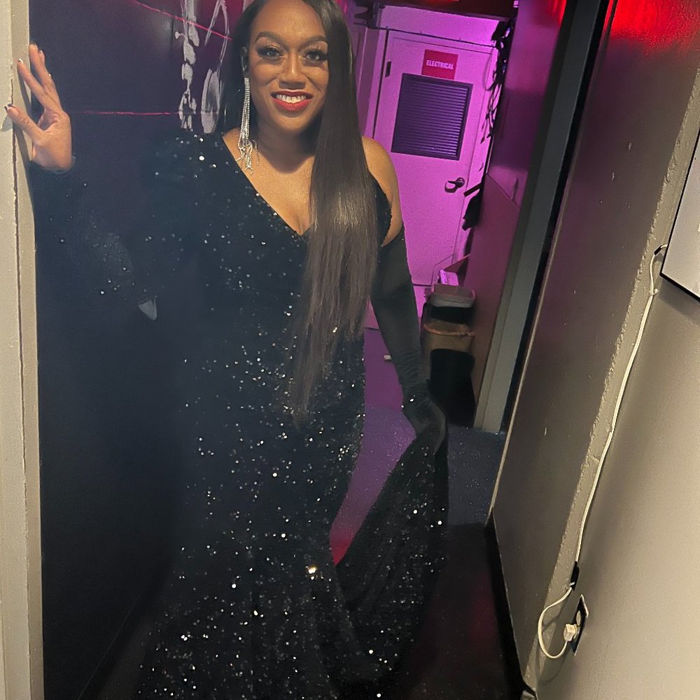 Elegant black sequins gown